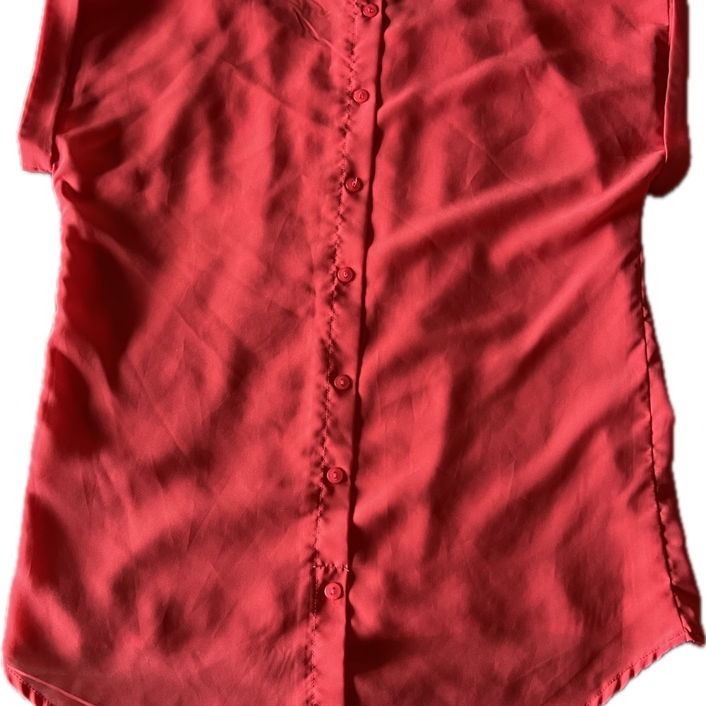 Japna women’s medium orange red blouse with buttons on the back.